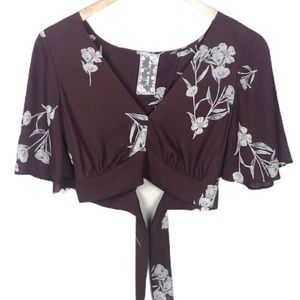 Sadie & Sage Crop Top Tie Back Maroon Size S